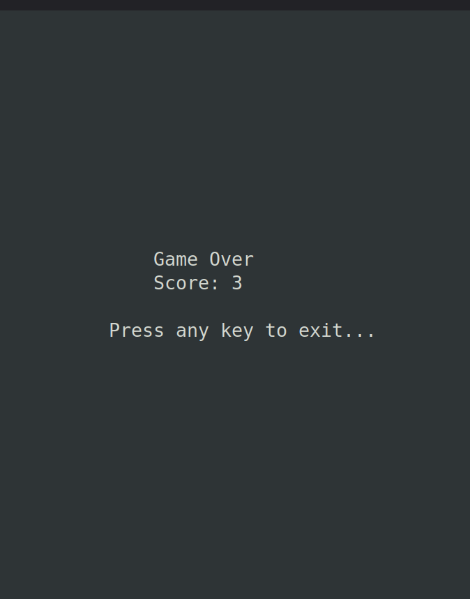Game over screen showing final score 3