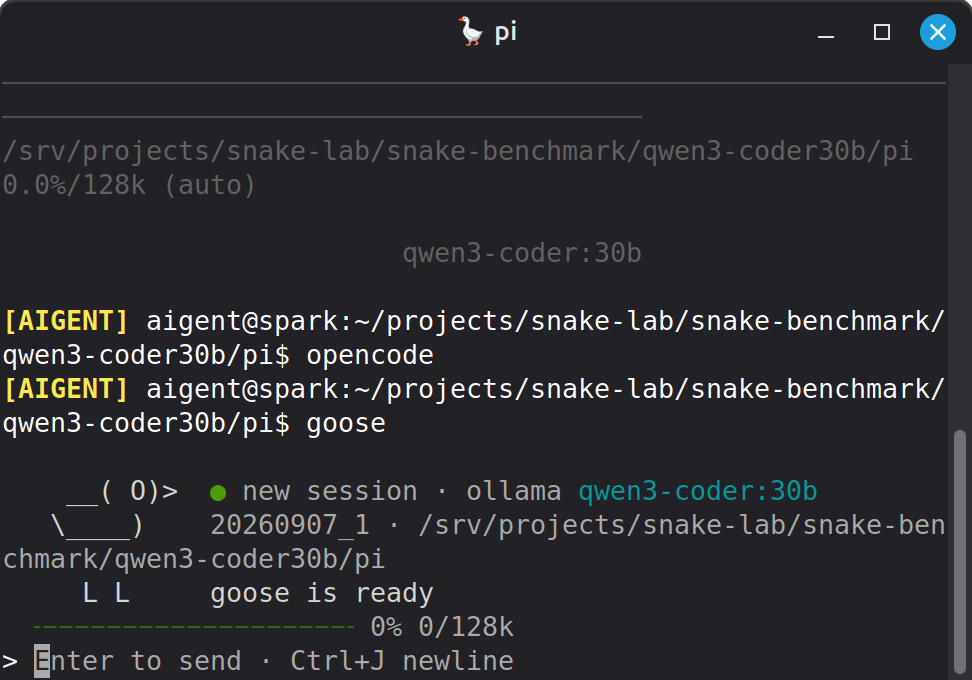 goose terminal user interface starting a new session